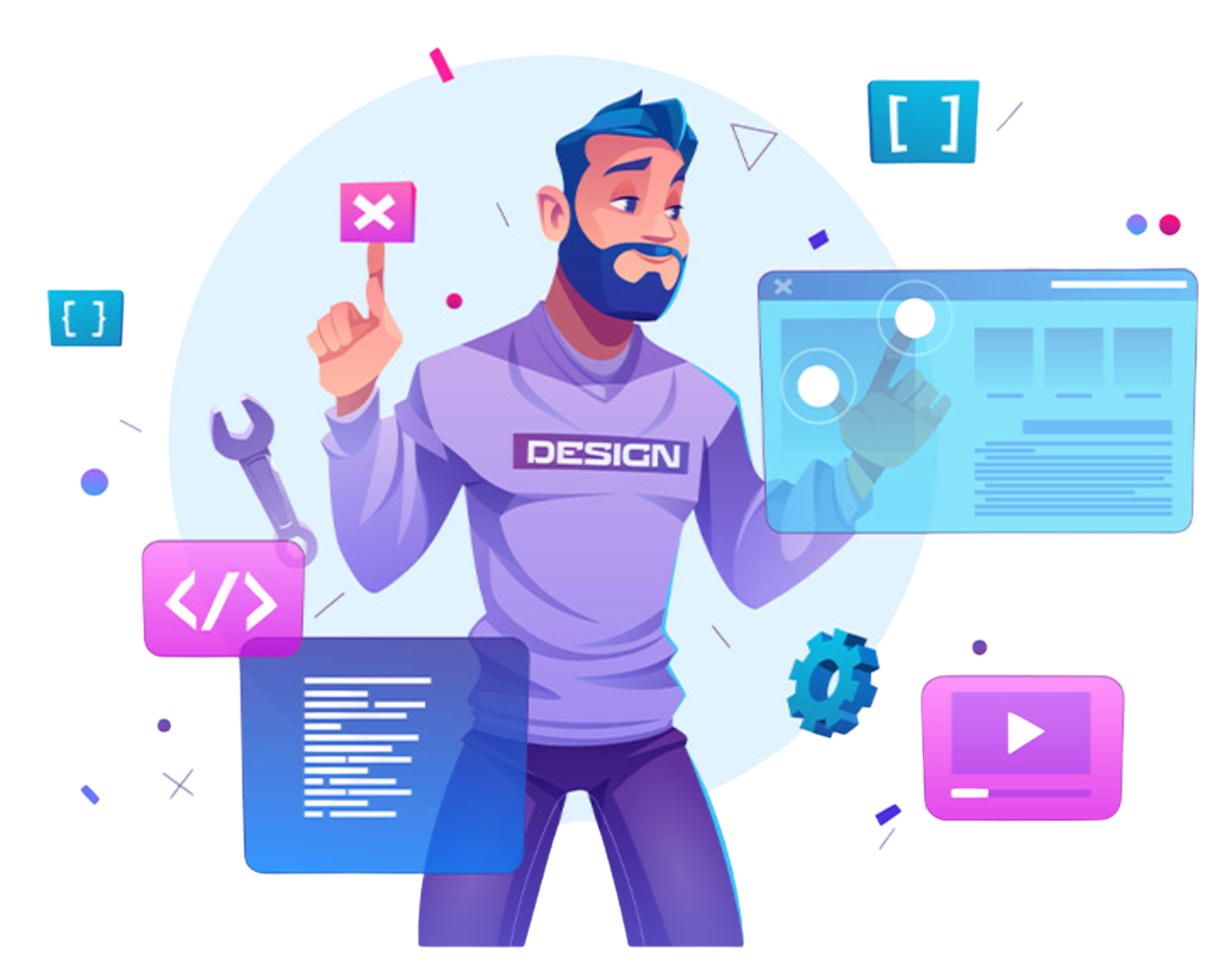 Developer working with modern technology and UI elements